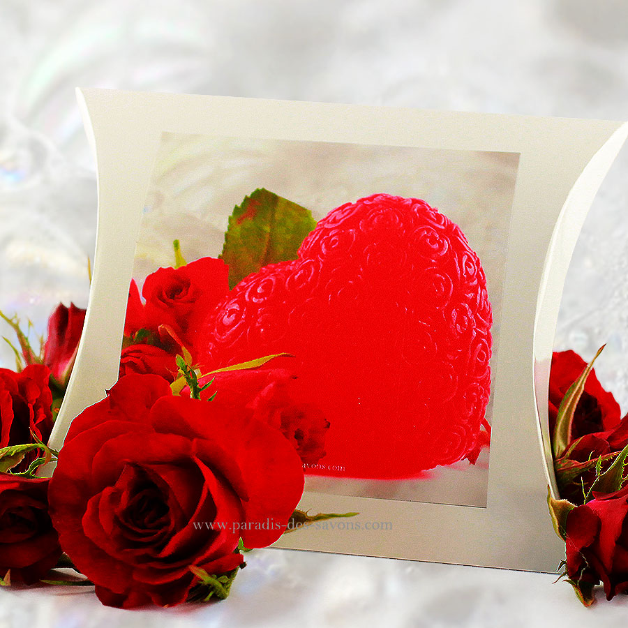 Boite cadeau de roses de savon rouge, fleurs amour
